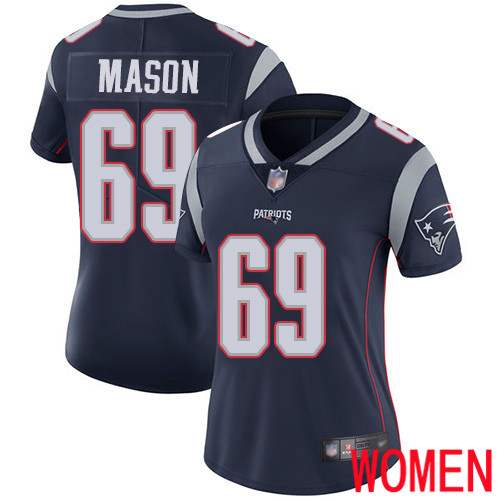 New England Patriots Football #69 Vapor Limited Navy Blue Women Shaq Mason Home NFL Jersey